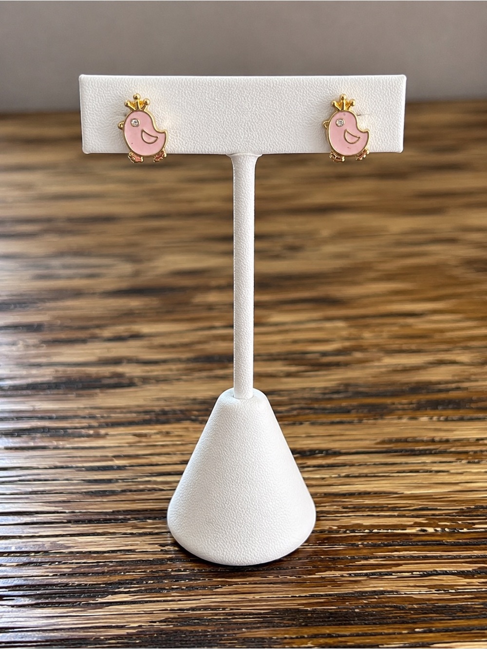 Pink Chick Crown Stud Earrings